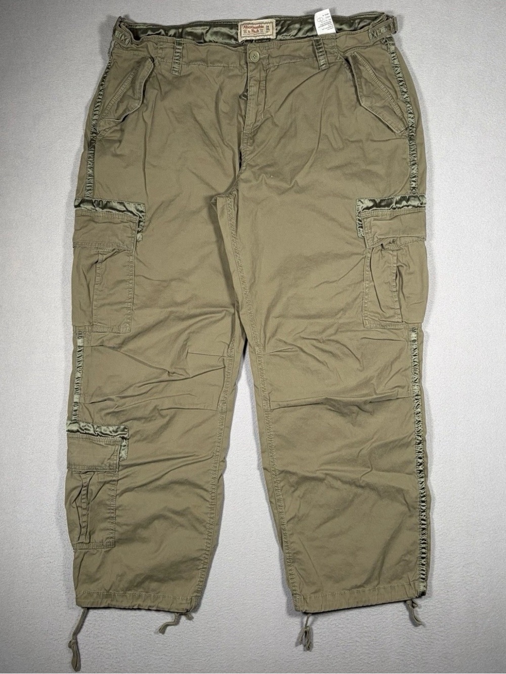 Vintage Abercrombie & Fitch Baggy Cargo Paratrooper Pants Women 34/18R Green Y2K